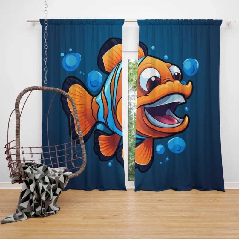 Clownfish Cartoon Logo Window Curtain