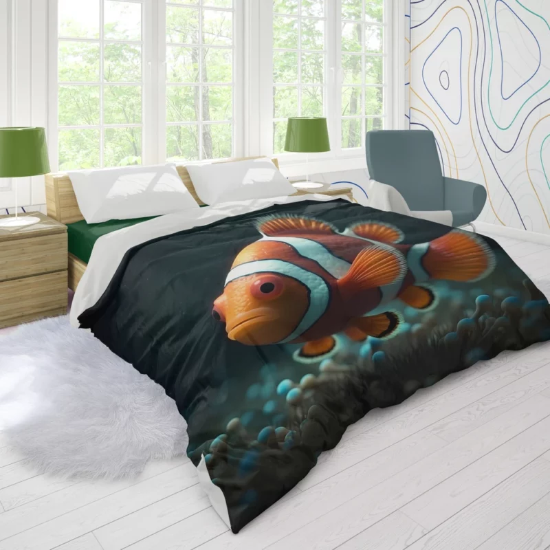 Clownfish in Aquarium Duvet Cover