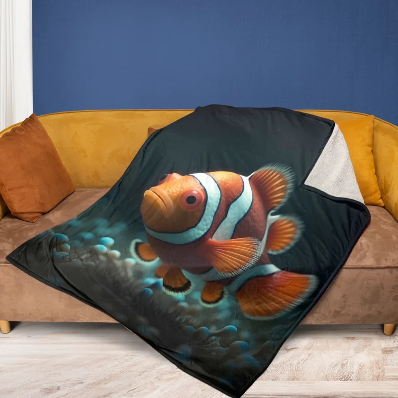 Clownfish in Aquarium Fleece Blanket 1