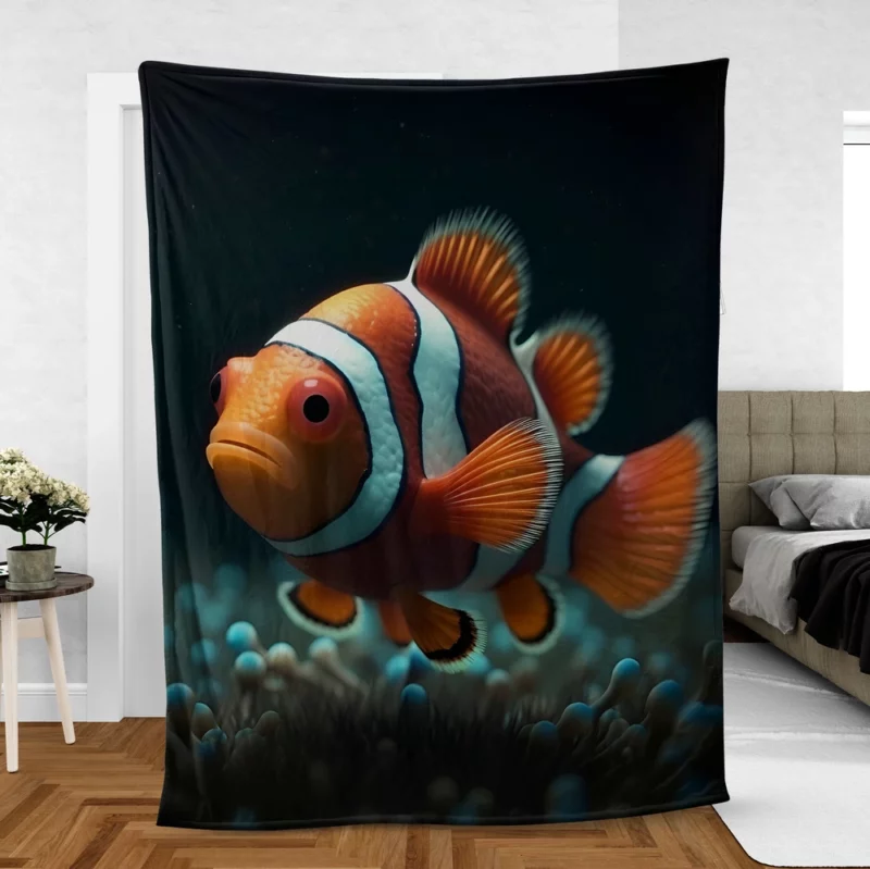 Clownfish in Aquarium Fleece Blanket