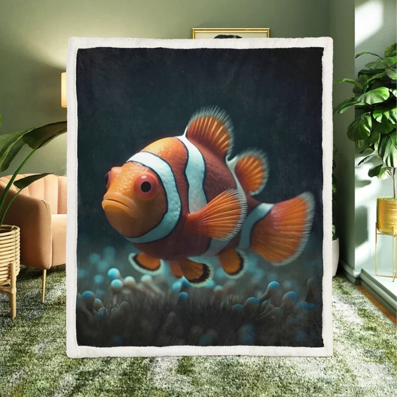 Clownfish in Aquarium Sherpa Fleece Blanket