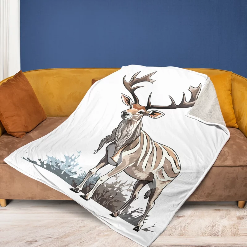 Colorful Animals in Nature Illustration Fleece Blanket 1