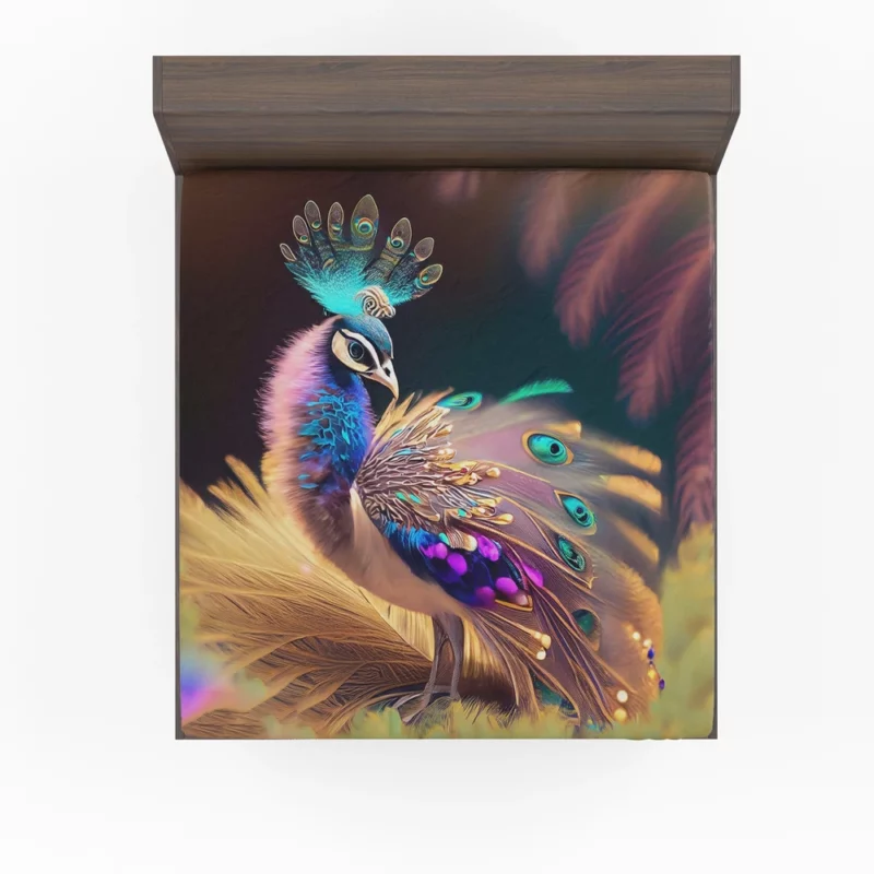 Colorful Baby Peacock Feathers Fitted Sheet