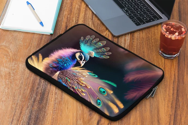 Colorful Baby Peacock Feathers Laptop Sleeve 2