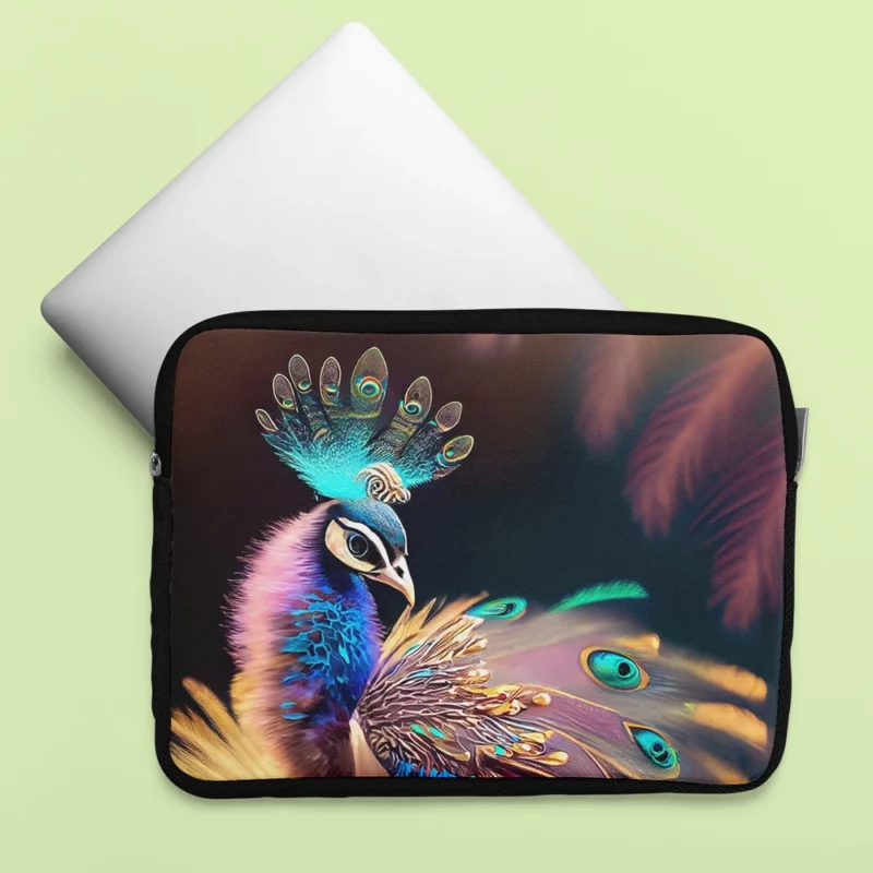 Colorful Baby Peacock Feathers Laptop Sleeve