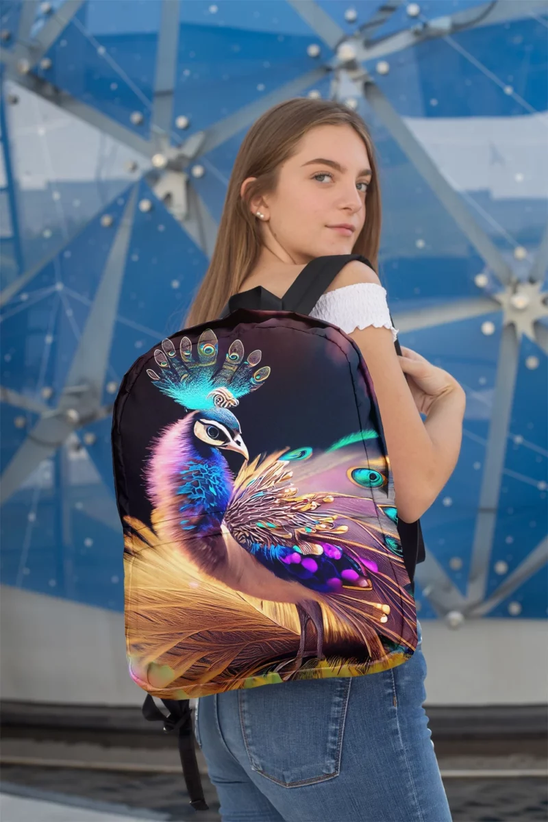 Colorful Baby Peacock Feathers Minimalist Backpack 2