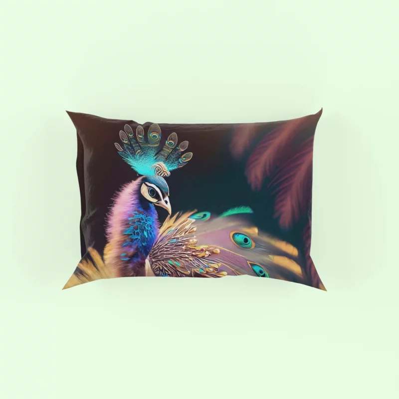 Colorful Baby Peacock Feathers Pillow Case