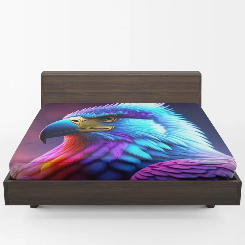 Colorful Blue Bird Illustration Fitted Sheet 1