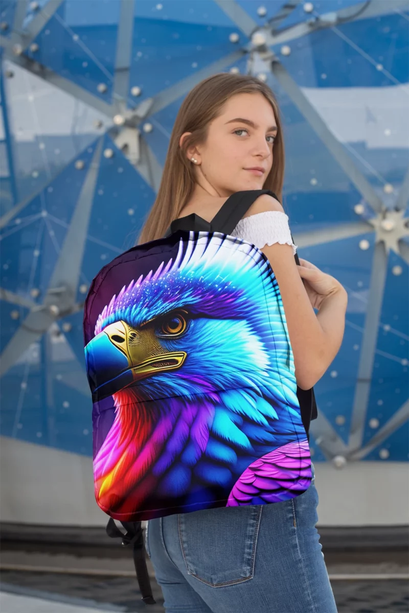 Colorful Blue Bird Illustration Minimalist Backpack 2