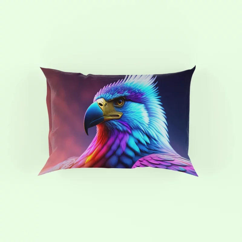 Colorful Blue Bird Illustration Pillow Case