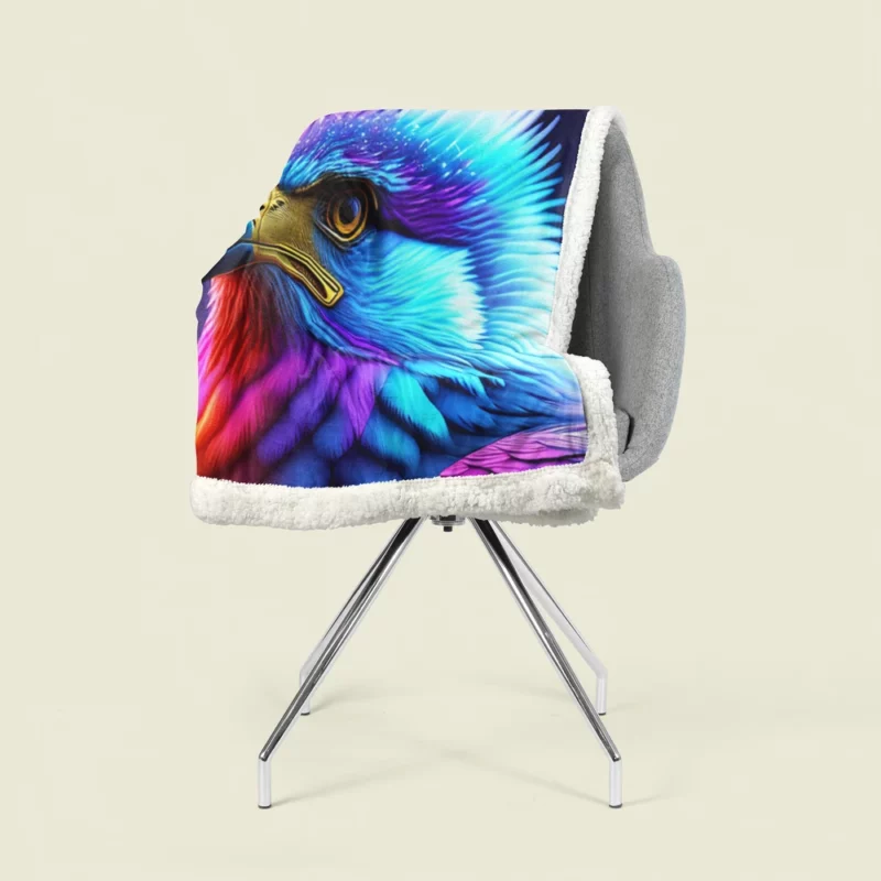 Colorful Blue Bird Illustration Sherpa Fleece Blanket 1