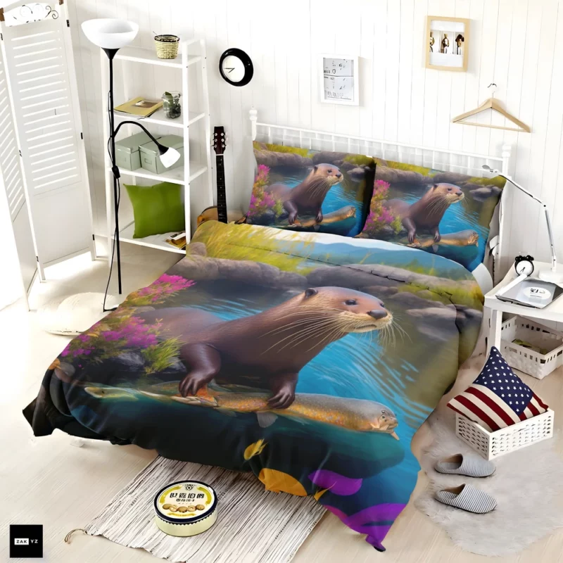 Colorful Coraciiforms with Fish Bedding Set