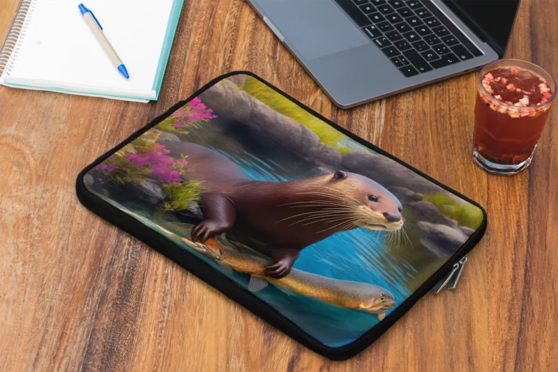 Colorful Coraciiforms with Fish Laptop Sleeve 2