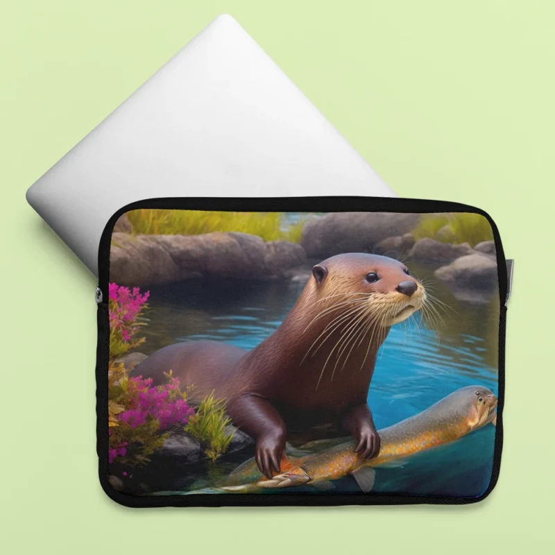 Colorful Coraciiforms with Fish Laptop Sleeve