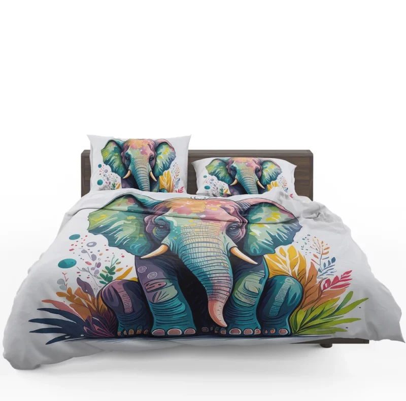 Colorful Elephant Illustration Bedding Set 1