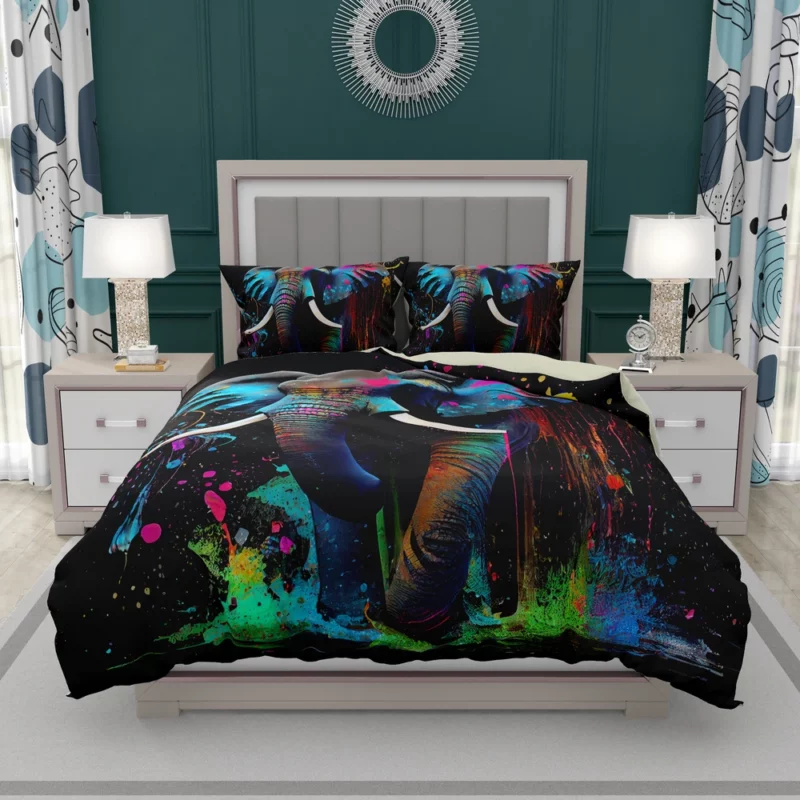 Colorful Elephant Painting Bedding Set 2