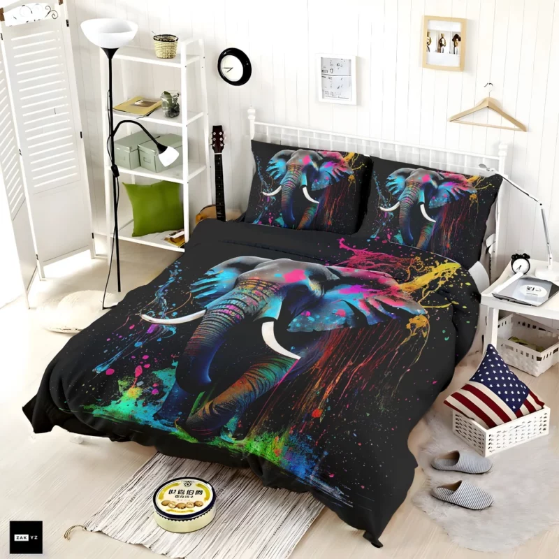 Colorful Elephant Painting Bedding Set