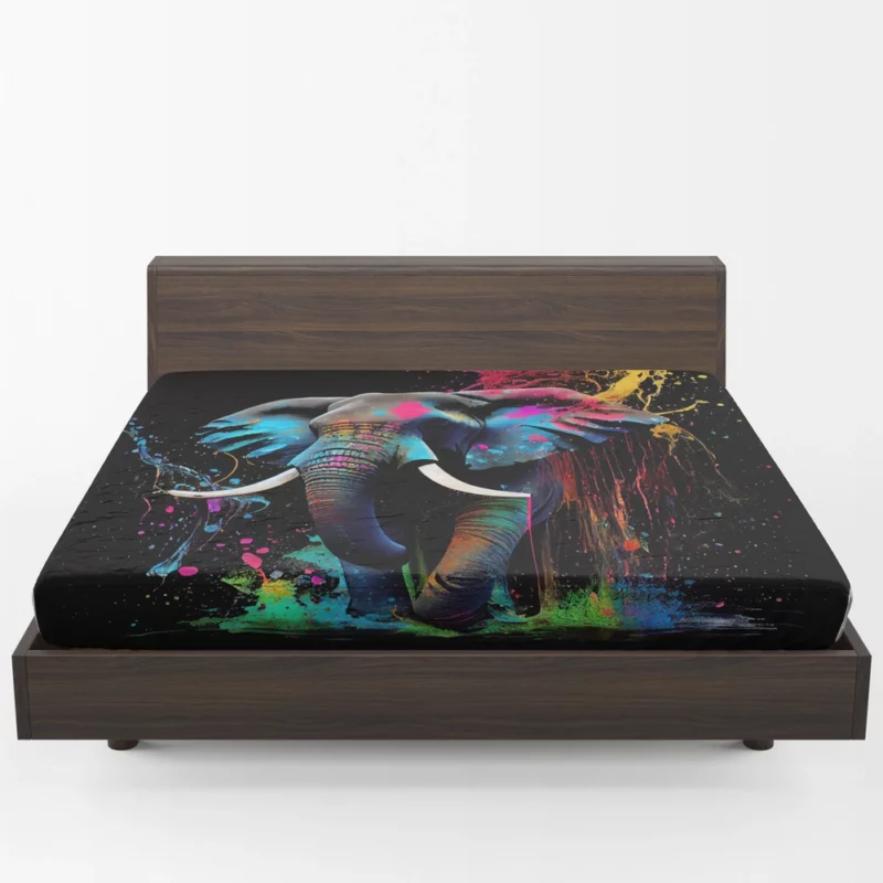 Colorful Elephant Painting Fitted Sheet 1