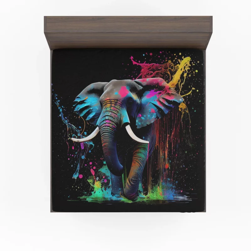 Colorful Elephant Painting Fitted Sheet