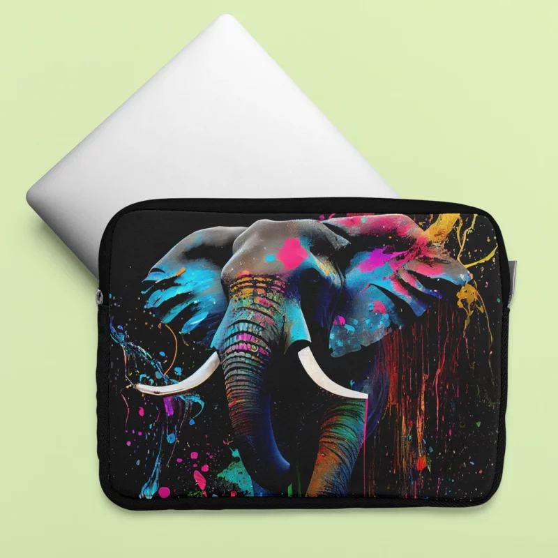 Colorful Elephant Painting Laptop Sleeve