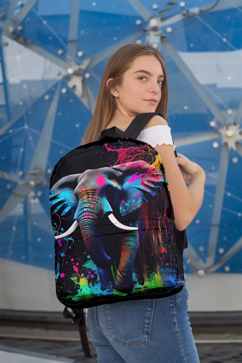 Colorful Elephant Painting Minimalist Backpack 2