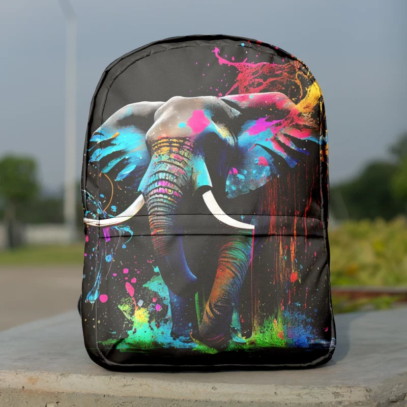 Colorful Elephant Painting Minimalist Backpack