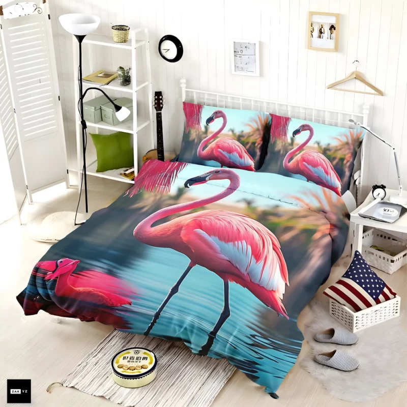 Colorful Flamingo Portrait Bedding Set