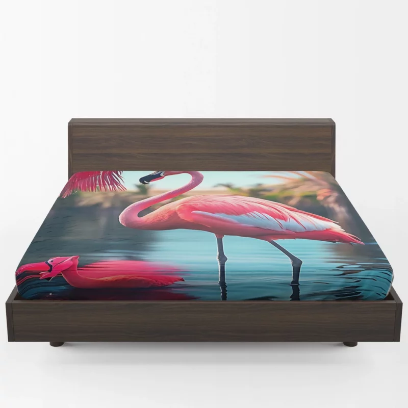 Colorful Flamingo Portrait Fitted Sheet 1