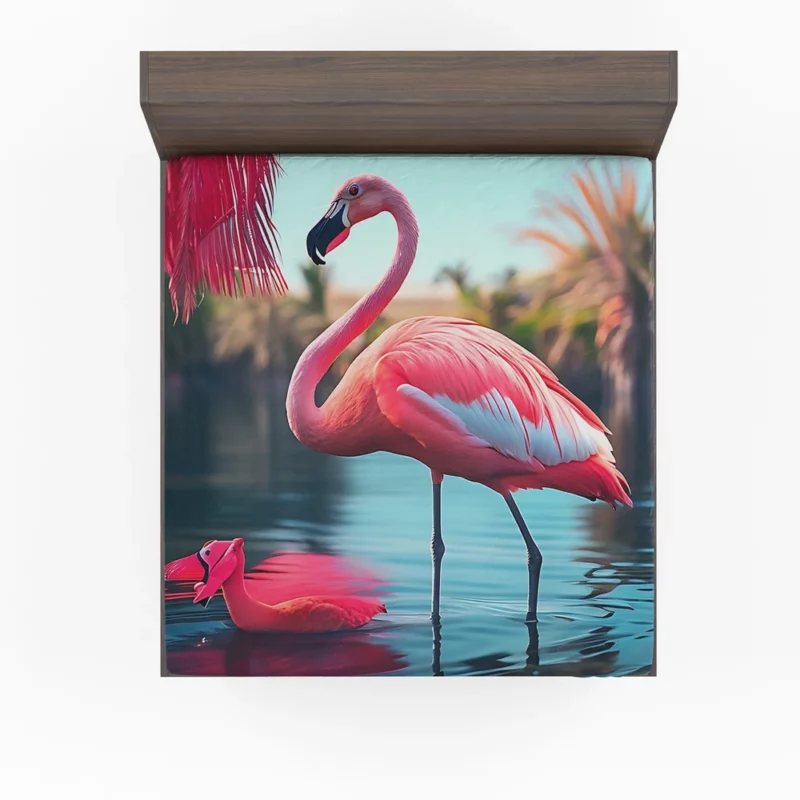 Colorful Flamingo Portrait Fitted Sheet