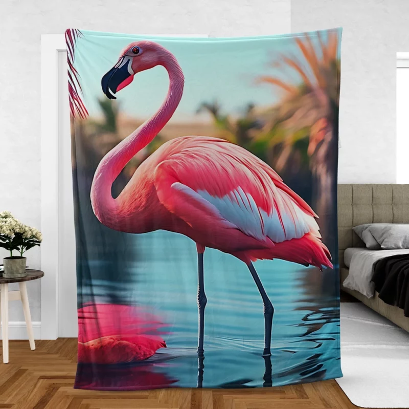 Colorful Flamingo Portrait Fleece Blanket