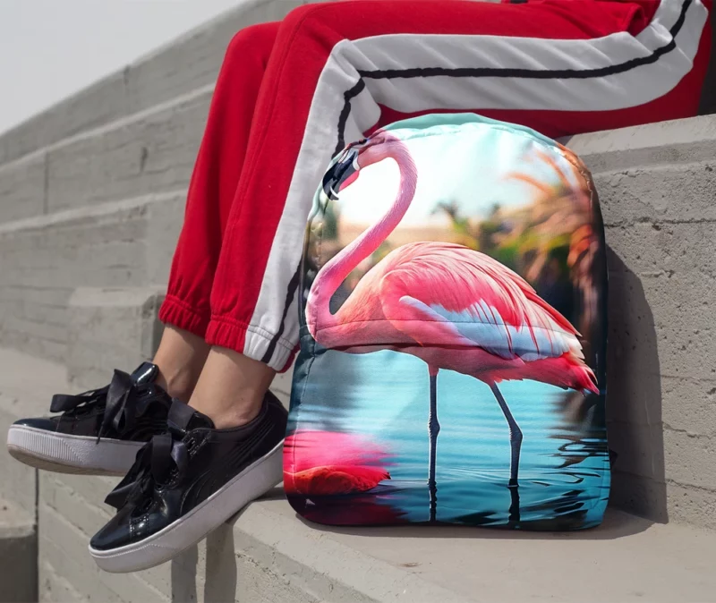 Colorful Flamingo Portrait Minimalist Backpack 1