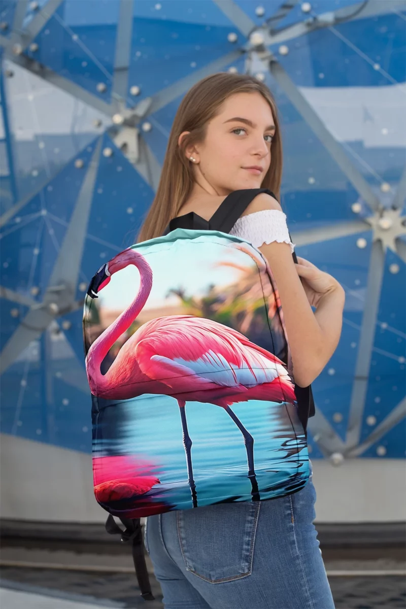 Colorful Flamingo Portrait Minimalist Backpack 2