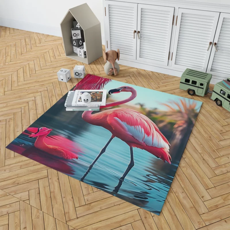 Colorful Flamingo Portrait Rug 1