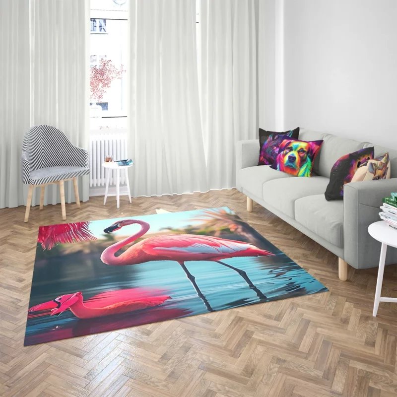 Colorful Flamingo Portrait Rug 2