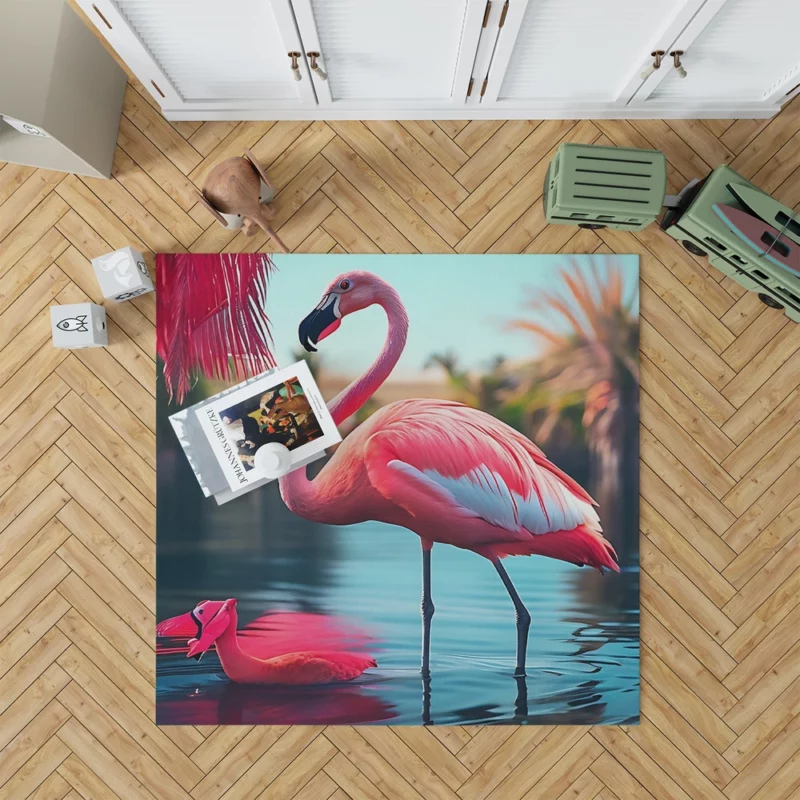 Colorful Flamingo Portrait Rug