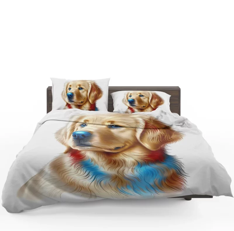 Colorful Golden Retriever Puppy Bedding Set 1