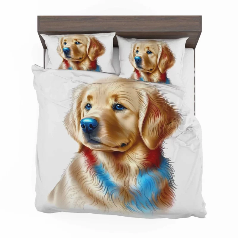 Colorful Golden Retriever Puppy Bedding Set 2