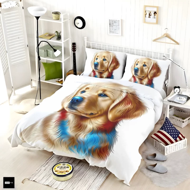 Colorful Golden Retriever Puppy Bedding Set