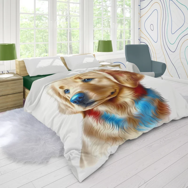 Colorful Golden Retriever Puppy Duvet Cover