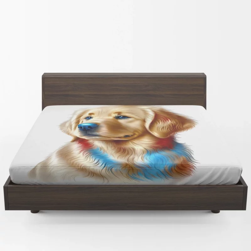 Colorful Golden Retriever Puppy Fitted Sheet 1