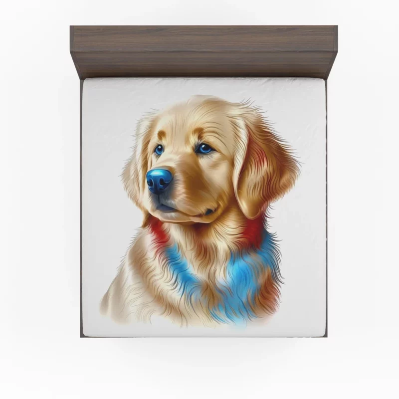 Colorful Golden Retriever Puppy Fitted Sheet