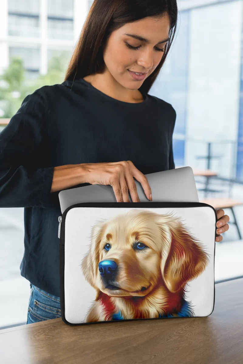 Colorful Golden Retriever Puppy Laptop Sleeve 1