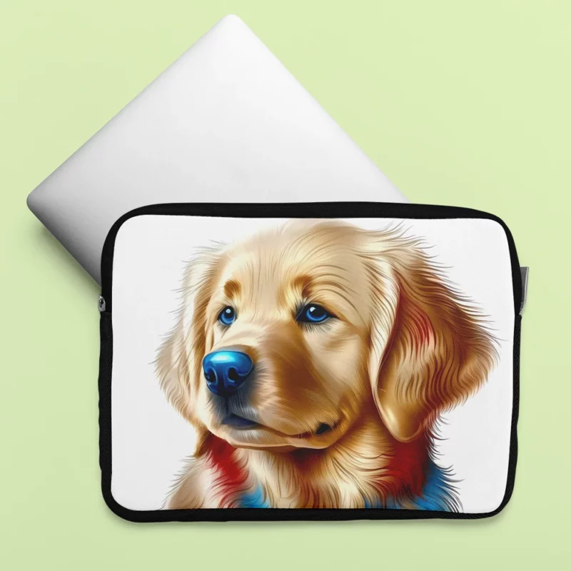 Colorful Golden Retriever Puppy Laptop Sleeve