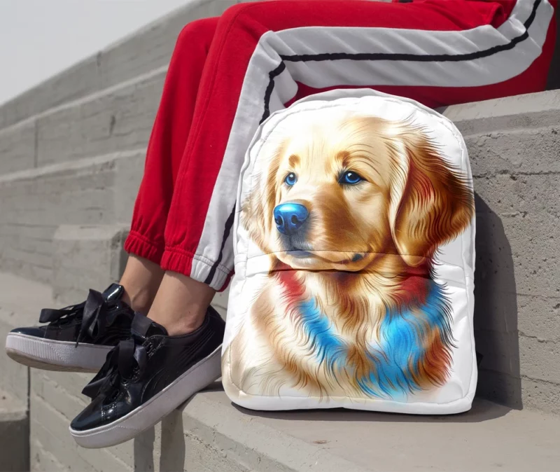 Colorful Golden Retriever Puppy Minimalist Backpack 1