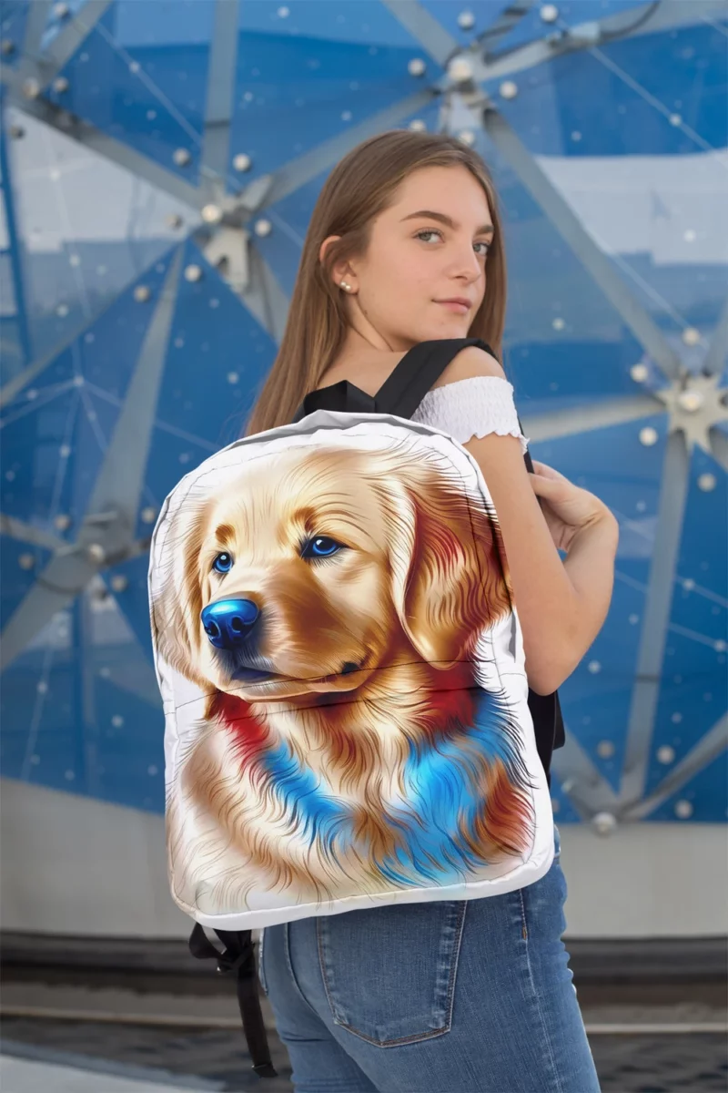 Colorful Golden Retriever Puppy Minimalist Backpack 2