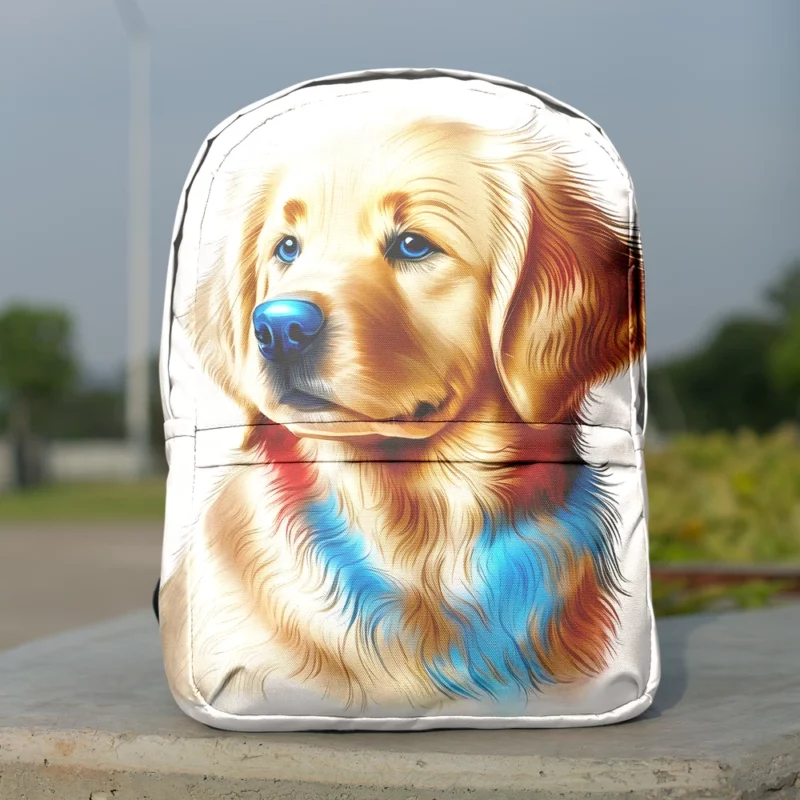 Colorful Golden Retriever Puppy Minimalist Backpack