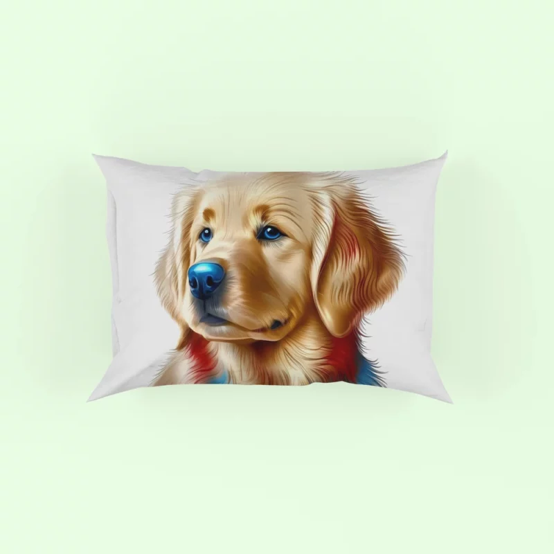 Colorful Golden Retriever Puppy Pillow Case