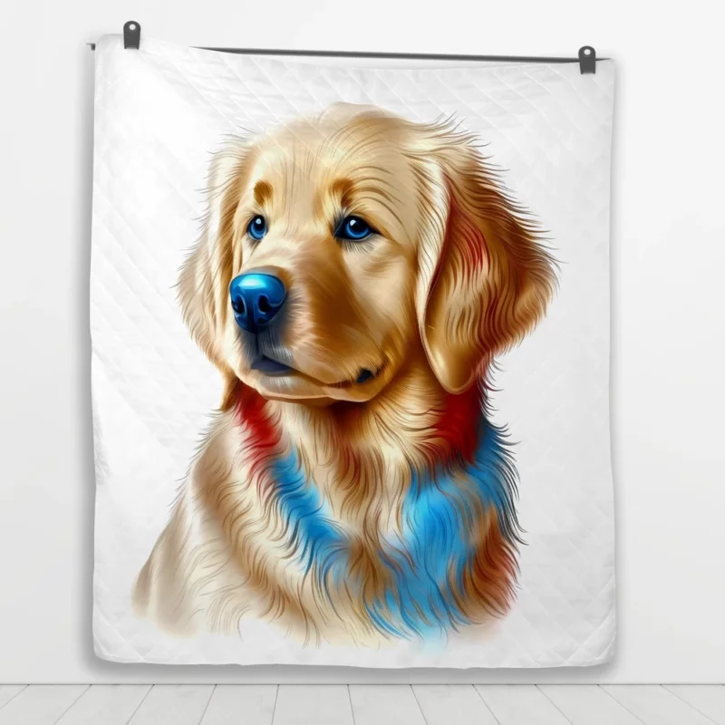 Colorful Golden Retriever Puppy Quilt Blanket 1