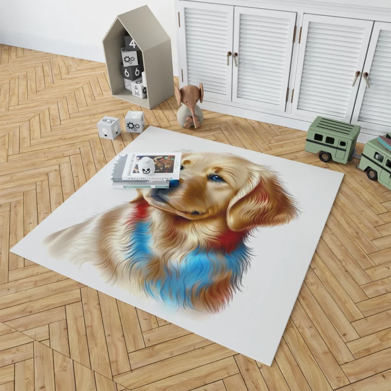 Colorful Golden Retriever Puppy Rug 1