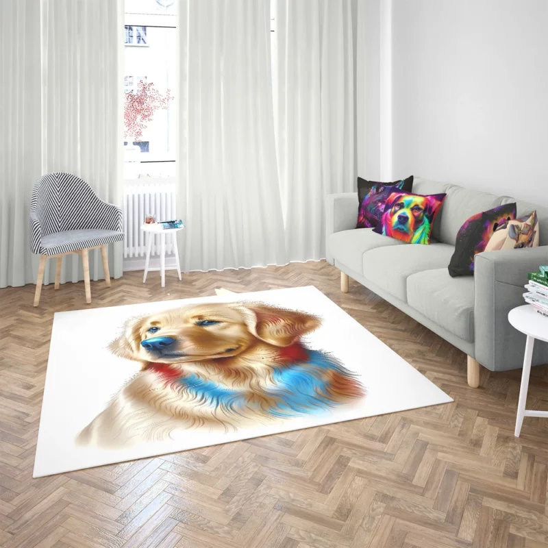 Colorful Golden Retriever Puppy Rug 2